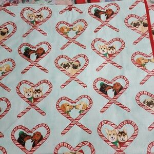 TJMaxx Viral Candy cane Dogs Print Tote Bag NWT reusable red trim with red handl